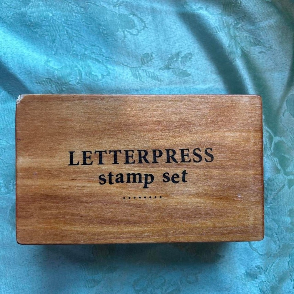 Letterpress stamp set with wooden box
